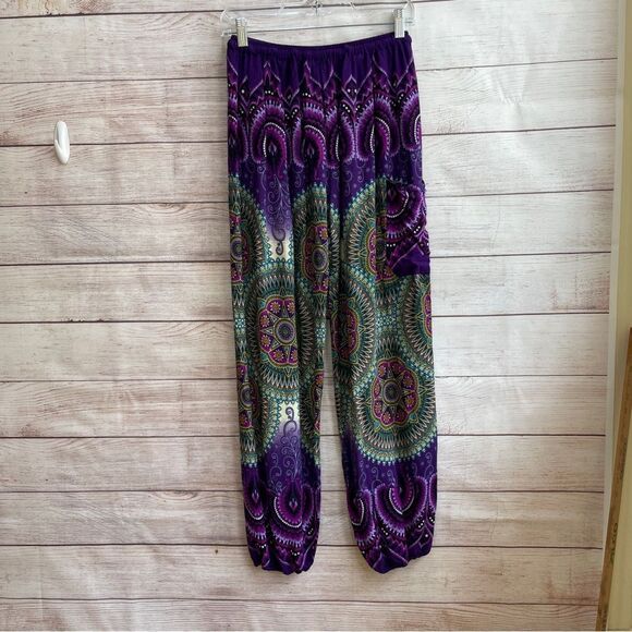 EARTHBOUND TRADING HAREM PANTS IN PURPLE MANDALA‎ PRINT - Picture 5 of 6